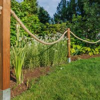 Rope Fence Single Sailing Set Anchors Jute On Fir Wood Posts Weatherproof von FudaliAtTimber