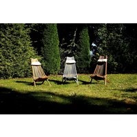 Wooden Deckchair Reclining Armchair Waterproof Cushion Original | Fir Wood von FudaliAtTimber