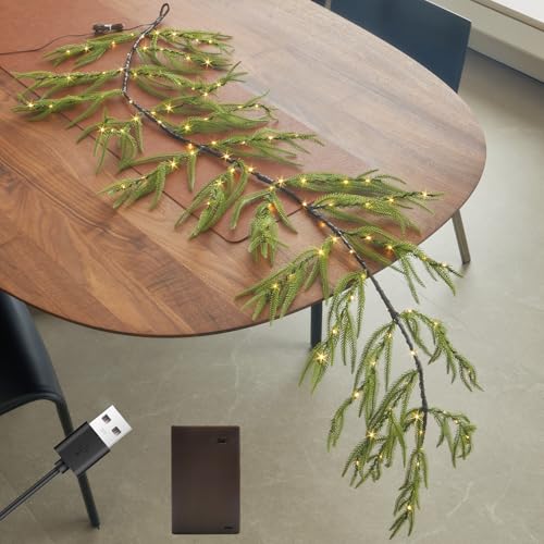 Fudios Beleuchtete Norfolk-Kiefergirlande mit Timer, Girlande mit Lichtern, 1,8 m, USB-betrieben und batteriebetrieben, 110 LED-Lichterkette für Kaminsims, Kamin, Weihnachtsdekoration Fudios Beleuchtete Norfolk-Kiefergirlande mit Timer, Girlande mit Lichtern, 1,8 m, USB-betrieben und batteriebetrieben, 110 LED-Lichterkette für Kaminsims, Kamin, Weihnachtsdekoration von Fudios