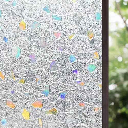 Fueegue Fensterfolie mit Streifenmuster Sichtschutzfolie Fenster mit statischer Haftung Milchglasfolie Fensterbilder Selbsthaftend Blickdicht von Fueegue