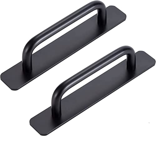 FülleMore 1 Paar Selbstklebende Möbelgriffe Aluminium Schrankgriffe Ohne Bohren Schubladengriffe Türgriffe Schwarz Fenstergriffe Küchengriffe (148mm) von FülleMore
