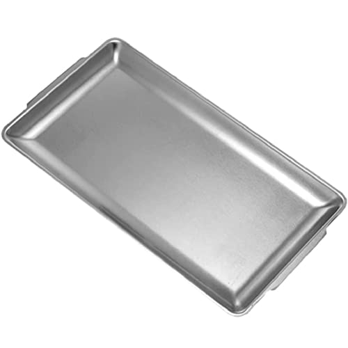 FülleMore 2 Stück Serviertabletts Grillplatte Multifunktionales Rechteckiges Tablett Silber Servierteller Speiseteller Salatteller Servierplatte für Restaurant Café Bar Küche Camping (27x15cm) von FülleMore