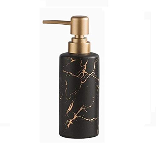 FülleMore 250ml Keramik Seifenspender Flüssigseifenspender luxuriös Gold Marmor Optik Pumpseifenspender Lotionspender Spülmittelspender 18.5x8.3cm für Bad Dusche Küche (Schwarz) von FülleMore