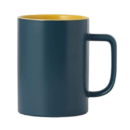 FülleMore 450ml Kaffeebecher Porzellan Kaffeetasse mit Henkel zweifarbiges Design Teetasse Groß Bürotasse Mokkatasse Trinkbecher Keramikatsse Ø8cm, H11cm (Blau+Gelb) von FülleMore