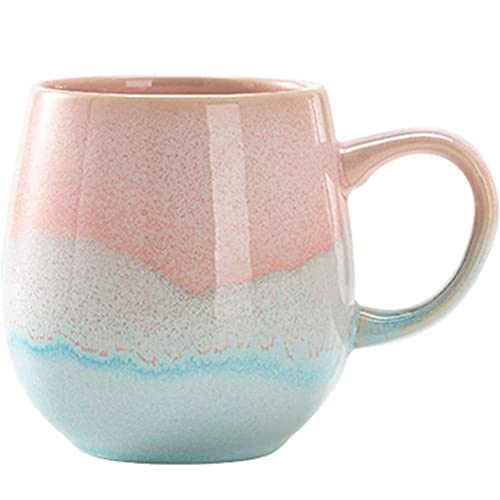 FülleMore 500ml große Kaffeetasse Porzellan Kaffeebecher mit Henkel Cappuccinotasse Kakaobecher Teetasse Keramikbecher für Büro und Zuhause (Rosa) von FülleMore