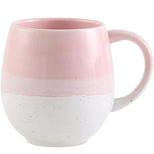 FülleMore 500ml große Kaffeetasse Porzellan Kaffeebecher mit Henkel Cappuccinotasse Kakaobecher Teetasse Keramikbecher für Büro und Zuhause (Rosa+Weiß) von FülleMore