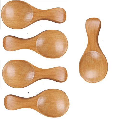 FülleMore 8x3.5cm Holz Salzlöffel wiederverwendbar Eislöffel Dessertlöffel set Teelöffel Kochlöffel klein Holzlöffel für Gewürze Zucker Marmelade Honig Milchpulver (5) von FülleMore