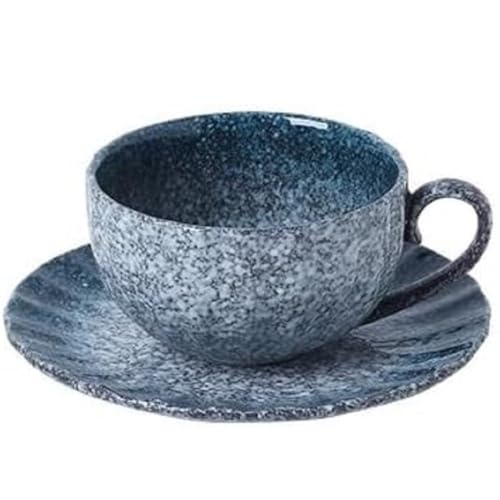 FülleMore Cappuccino Tasse mit Untertasse Retro Espressotasse Set aus Porzellan Kaffeetasse Latte Macchiato Tasse Teetasse Mokkatasse Kaffeeservice für Zuhause Café Büro (Blau) von FülleMore