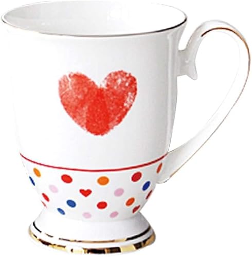 FülleMore Kaffeebecher Premium Porzellan Kaffeetasse Blumenmuster 300ml Trinkbecher mit Henkel Geschenk Keramiktasse für Tee Kaffee Milch Kakao Cappuccino Latte (Herz) von FülleMore
