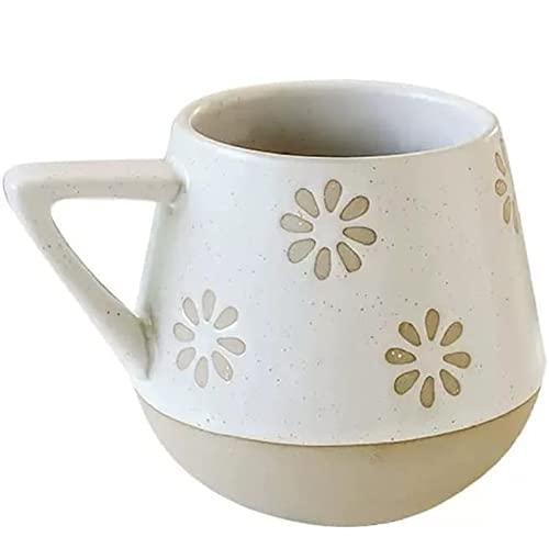 FülleMore Kaffeetasse retro handgemachte Keramik Bürotasse 400ml Kaffeebecher Trinkbecher Teetasse Porzellantasse Geschenk für Frauen, Mädchen, Freund,Oma, Ehefrau, Tochter (Blumen) von FülleMore