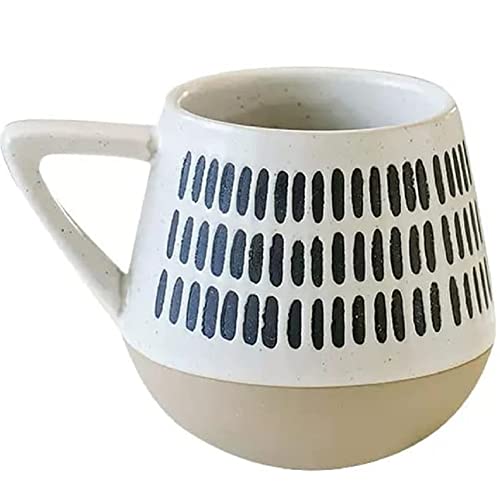 FülleMore Kaffeetasse retro handgemachte Keramik Bürotasse 400ml Kaffeebecher Trinkbecher Teetasse Porzellantasse Geschenk für Frauen, Mädchen, Freund,Oma, Ehefrau, Tochter (Streifen) von FülleMore