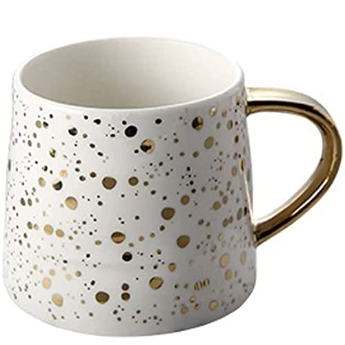 FülleMore Keramik Kaffeebecher mit Henkel glänzende Pailletten Kakaobecher 320ml Teetasse Kaffeetasse Geschenk Keramikbecher Bürotasse (Weiß) von FülleMore