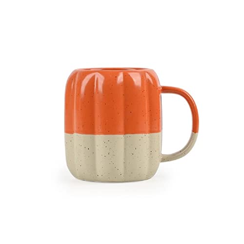 FülleMore Keramik Kaffeetasse Groß Kaffeebecher 420ml Porzellantasse mit Großem Henkel Teetasse kerative Milchbecher Kakaotasse Espressotasse für Kalt- und Heißgetränke (Orange) von FülleMore