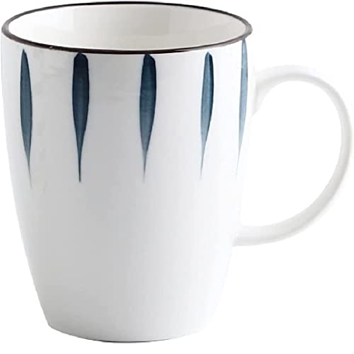 FülleMore Keramik Kaffeetasse Teetasse mit Henkel 450ml große Trinkbecher Kaffeebecher für Kaffee,Milch,Kakao,Cappuccino,Latte,Macchiato (Blätter) von FülleMore