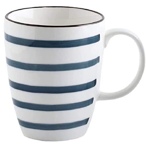 FülleMore Keramik Kaffeetasse Teetasse mit Henkel 450ml große Trinkbecher Kaffeebecher für Kaffee,Milch,Kakao,Cappuccino,Latte,Macchiato (Streifen) von FülleMore