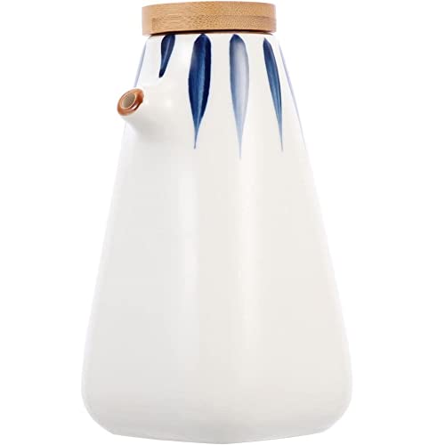 FülleMore Keramik Ölspender Sojasauce Spender Gewürze Dosierung Essig Behälter Gewürzbehälter mit Deckel Ölflasche ür Küche Kochen (Weiß) von FülleMore
