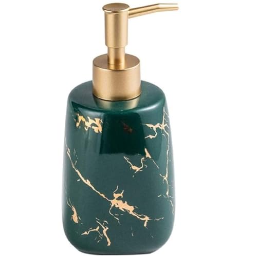 FülleMore Keramik Seifenspender 350ml nachfüllbar Lotionspender Gold Marmor Optik Handseifenspender Küche Badzimmer Pumpseifenspender Waschbecken Flüssigseifenspender Spülmittelspender (Grün) von FülleMore