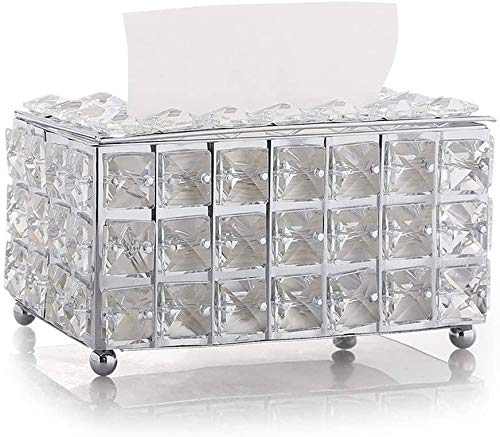 FülleMore Kristall Kosmetiktücherbox Tücherbox Taschentuchspender Tissue Box Feuchttücherbox 20x12x10cm für Zuhause Büro Badezimmer Hotel (Silber) von FülleMore