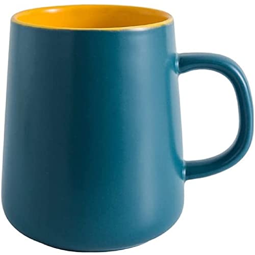 FülleMore Porzellan Kaffeetasse 400ml zweifarbig Kaffeebecher Teetasse mit Henkel Trinkbecher Bürotasse Milch Kakao Keramik Becher für Restaurant Zuhause Büro (Blau+Gelb) von FülleMore