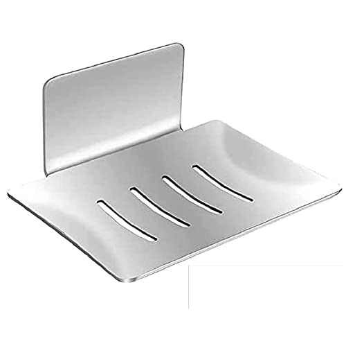 FülleMore Selbstklebende Seifenschale Wandmontage Seifenhalter Seifenkiste ohne Bohren rostfrei Edelstahl Schwammhalter Seifenablage für Bad Küche Dusche Spülbecken (Silber) von FülleMore