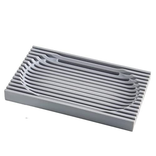 FülleMore Silikon Seifenschale Seifenablage mit Ablauf,selbstentleerender Seifenhalter Doppelseitige Seifenhalterung Schwammhalter für Badezimmer Dusche Küche (Grau) von FülleMore