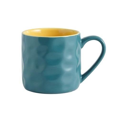 FülleMore kerative Keramiktasse Geschenktasse 400ml Große Kaffeetasse mit Henkel Kaffeebecher Teetasse Trinkbecher Milchbecher Bürotasse für Kalt- und Heißgetränke (Blau+Gelb) von FülleMore