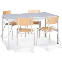 BASIC Sitzgruppe mit Stahlrohrtisch, Tisch BxT 1.200 x 800 mm + 4 Stühle, Buche/schwarz von Basic