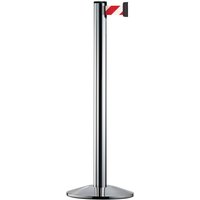 Personen-Leitsystem Classic, Ständer verchromt, Gurtfarbe rot / weiß diagonal gestreift von Via Guide®