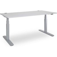 HEMMDAL Schreibtisch, elektrisch höhenverstellbar, kratzfeste Oberfläche, HxBxT 610-1.250 x 1.600 x 800 mm, grau/weiß von HEMMDAL