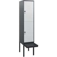 C+P Doppelstock-Spind Classic PLUS, 1 Abteil, HxBxT 1.950 x 400 x 815 mm, für Vorhängeschloss, auskragende Bank aus Kunststoff, anthrazitgrau, lichtgrau C+P Doppelstock-Spind Classic PLUS, 1 Abteil, HxBxT 1.950 x 400 x 815 mm, für Vorhängeschloss, auskragende Bank aus Kunststoff, anthrazitgrau, lichtgrau von C+P