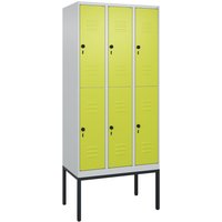 C+P Doppelstock-Spind Classic PLUS, Gestell, 3 Abteile, HxBxT 2.120 x 900 x 500 mm, lichtgrau, clowngrün, für Vorhängeschloss, 6 Fächer C+P Doppelstock-Spind Classic PLUS, Gestell, 3 Abteile, HxBxT 2.120 x 900 x 500 mm, lichtgrau, clowngrün, für Vorhängeschloss, 6 Fächer von C+P