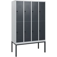 C+P Doppelstock-Spind Classic PLUS, Gestell, 4 Abteile, HxBxT 1.950 x 1.200 x 500 mm, lichtgrau, anthrazitgrau, für Vorhängeschloss, 8 Fächer C+P Doppelstock-Spind Classic PLUS, Gestell, 4 Abteile, HxBxT 1.950 x 1.200 x 500 mm, lichtgrau, anthrazitgrau, für Vorhängeschloss, 8 Fächer von C+P