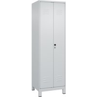 C+P PSA Doppel-Spind Classic PLUS, Füße, 2 Abteile, HxBxT 1.950 x 600 x 500 mm, lichtgrau, lichtgrau, für Vorhängeschloss von C+P