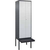 C+P PSA Doppel-Spind Classic PLUS, 2 Abteile, HxBxT 2.120 x 600 x 815 mm, Zylinderschloss, auskragende Bank aus Kunststoff, anthrazitgrau, lichtgrau C+P PSA Doppel-Spind Classic PLUS, 2 Abteile, HxBxT 2.120 x 600 x 815 mm, Zylinderschloss, auskragende Bank aus Kunststoff, anthrazitgrau, lichtgrau von C+P