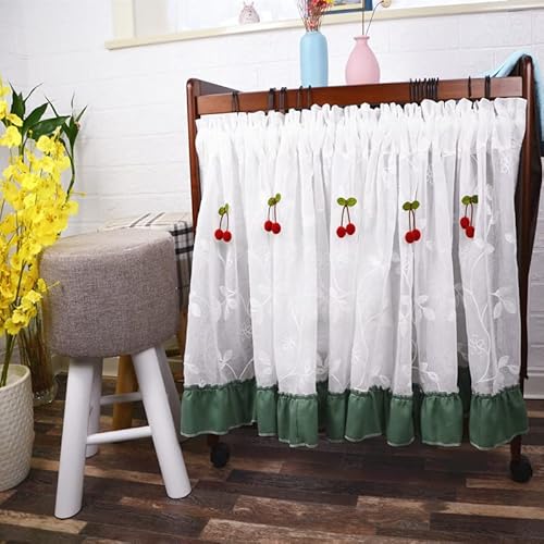 Devola Landhausstil Vintage Transparent Scheibengardinen Blumenmuster Stickerei Bistrogardine Cafe Vorhänge mit Rüsche Design Heimdekoration Kurzgardine Küchenvorhang BxH 140x100cm Weiß 1er Pack von Fuer