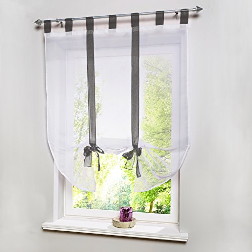 Devola Raffrollo Transparente Voile Raffgardinen mit Schlaufen Cafe Gardine Moderne Rollo Küchengardine Privatsphäre Fenstervorhang BxH 80x140cm Grau 1er Pack Devola Raffrollo Transparente Voile Raffgardinen mit Schlaufen Cafe Gardine Moderne Rollo Küchengardine Privatsphäre Fenstervorhang BxH 80x140cm Grau 1er Pack von Fuer