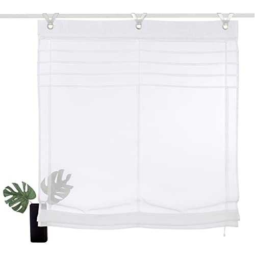 Devola Raffrollo transparent Ösenrollo Voile Raffgardinen Modern Rollo mit Hakenaufhängung Faltvorhang Dekoration Vorhänge BxH 80x140cm Weiß 1er Pack Devola Raffrollo transparent Ösenrollo Voile Raffgardinen Modern Rollo mit Hakenaufhängung Faltvorhang Dekoration Vorhänge BxH 80x140cm Weiß 1er Pack von Fuer