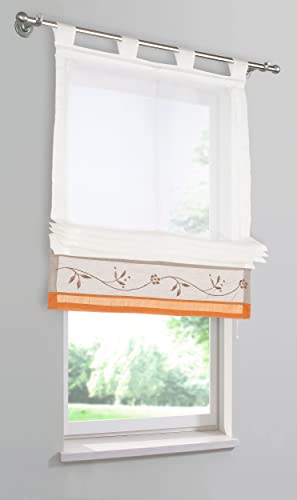 Devola Voile Raffrollo transparent Raffgardinen mit Schlaufen Blumenmuster Stickerei Fenstergardinen Faltvorhang Modern Rollo Küchengardine Tür Vorhänge BxH 120x155cm Orange 1er Pack Devola Voile Raffrollo transparent Raffgardinen mit Schlaufen Blumenmuster Stickerei Fenstergardinen Faltvorhang Modern Rollo Küchengardine Tür Vorhänge BxH 120x155cm Orange 1er Pack von Fuer