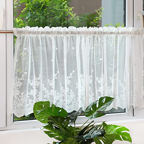 Devola Vorhang im amerikanischen Landhausstil transparent Blumenmuster Garn Bistrogardine Cafe Scheibengardine Küche Gardine Dekoration Vorhänge HxB 120x100cm Weiß 1er Pack Devola Vorhang im amerikanischen Landhausstil transparent Blumenmuster Garn Bistrogardine Cafe Scheibengardine Küche Gardine Dekoration Vorhänge HxB 120x100cm Weiß 1er Pack von Fuer