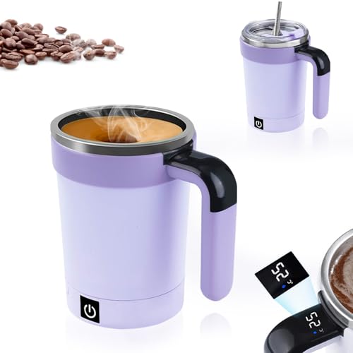 380ml Selbstrührende Tasse, Kaffeerührbecher, Automatischer Magnetischer Rührbecher, Selbstrührende Kaffeetasse, Selbstrührender Becher Für Kaffee, Tee, Milchshake (Lila) von Fuerdich