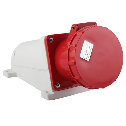 CEE Stecker Steckdose, Camping Stecker, 4 Polig 380~415V 63A IP67, Rot Starkstrom Steckdose Adapter for Caravan Wohnmobil Wohnwagen Leistungsanschluss (BEM-134) von Fuerdich