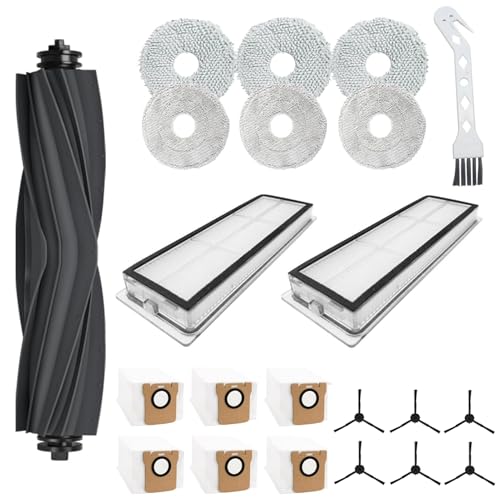 Fuerdich 19-teiliges Zubehör, 1 Hauptbürste, 2 Filter, 3 grobe Flusentücher, 3 feine Flusentücher, 6 Staubbeutel, 4 schwarze Seitenbürsten, 1 Reinigungsbürste für Dreame L10S Pro Ultra von Fuerdich
