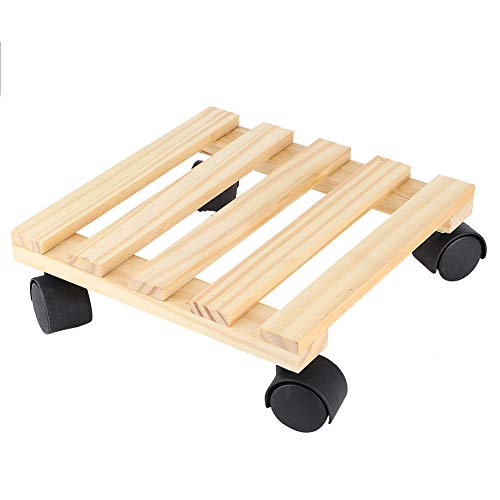 Fuerdich Holz-Blumentopf-Basis-Roller, beweglicher Tablett-Rack-Halter mit Rädern für Gartenbedarf von Fuerdich