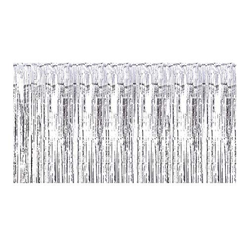 Luau-Gras-Tischrock, 274,3 x 73,7 cm, hawaiianischer Tischrock, Partyzubehör für rechteckige Tische, Hotelbankett (Silver) von Fuerdich