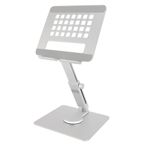 Tablet Ständer, Aluminium Verstellbar Tablet Halterung Tisch Tablet Halter mit 360 Grad Drehbarem Fuß Geeignet für 14-Zoll-Tablets zum Malen, Zusammenarbeiten von Fuerdich