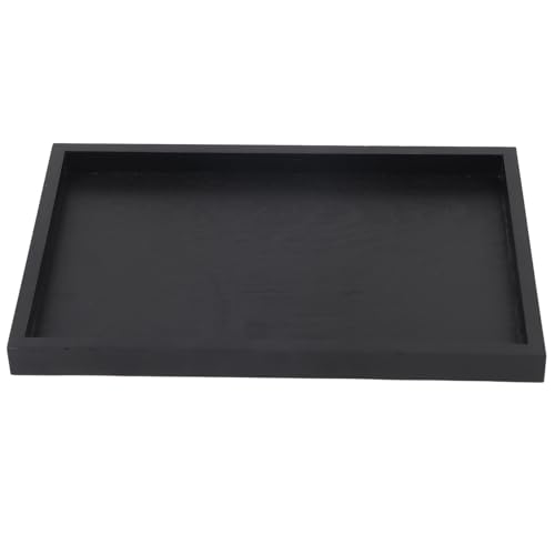 Schwarzes Rechteckiges Tablett aus Massivholz – Tablett Schwarz Rechteckig für Snacks, Tee & Deko – Deko Tablett Schwarz für Küche, Bad (30 * 20 * 2cm) von Fuerdich