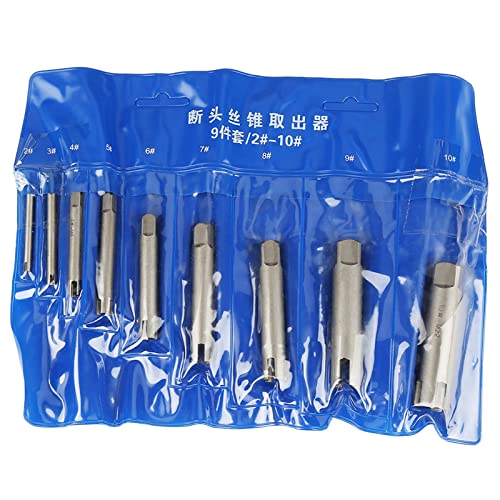 Tap Extractor Set, Steel Broken Head Taps Remover Stripped Screw Tap Extractor Set High Speed Steel Durable Anti for Industrial and Home Repair SixPiece NinePiece TenPiece (9 Pcs Set) von Fuerdich