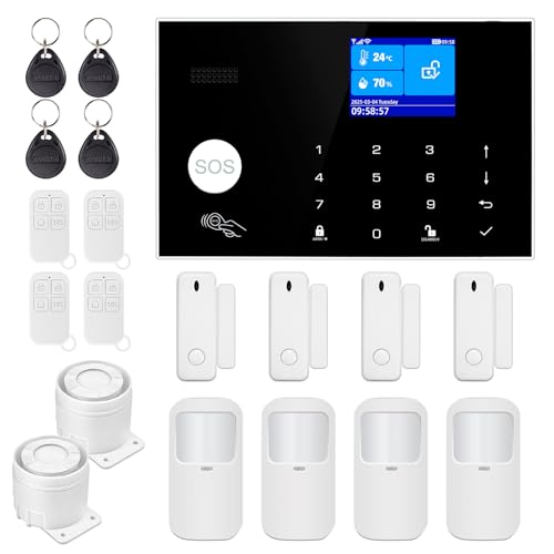 Fuers WiFi Alarmanlage 4G GSM Alarmanlage Haus mit 120db Sirene, 19 Teiliges Sicherheitsalarm Kit mit Tür/Fenster Sensoren, PIR Bewegungsmelder, RFID Karte, Fernbedienungen, LCD Display, für Büro Fuers WiFi Alarmanlage 4G GSM Alarmanlage Haus mit 120db Sirene, 19 Teiliges Sicherheitsalarm Kit mit Tür/Fenster Sensoren, PIR Bewegungsmelder, RFID Karte, Fernbedienungen, LCD Display, für Büro von Fuers