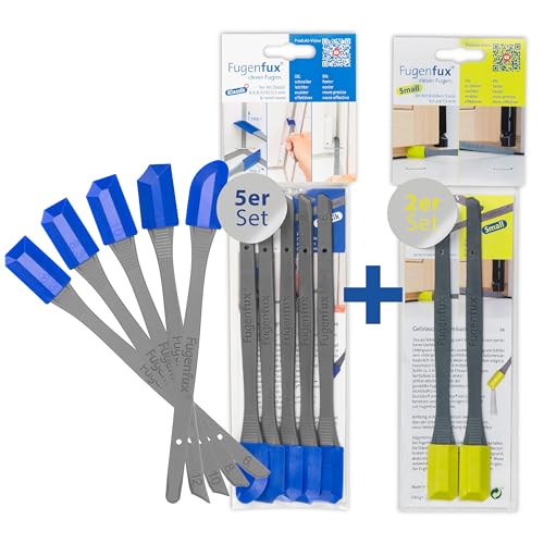 FUGENFUX® Professional-Set: Klassik 5er + Small – Spezial-Fugenabzieher – Fugenglätter für jede Größe – Fugenabzieher mit Revolutionärer Zauber-Spitze für Extrem Enge Stelle – Made in Germany von Fugenfux