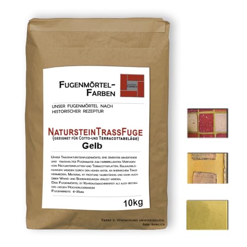 NatursteinTrassFugenmörtel | Produziert nach historischer Rezeptur auf Trasszementbasis | Geeignet als Reparaturmörtel zur Steinrestaurierung (GELB 10kg) von Fugenmörtel-Farben